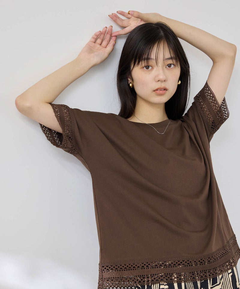 NAVY SARARI 冷感 UVカット 袖レースTシャツ レディース メール便 対応商品商品画像-11
