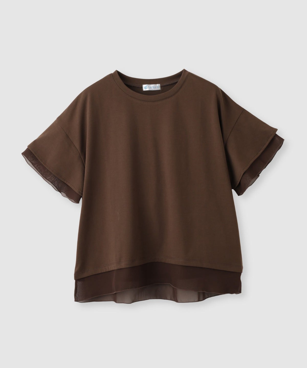 NAVY SARARI 冷感 UVカット シフォン使いTシャツ レディース メール便 対応商品
