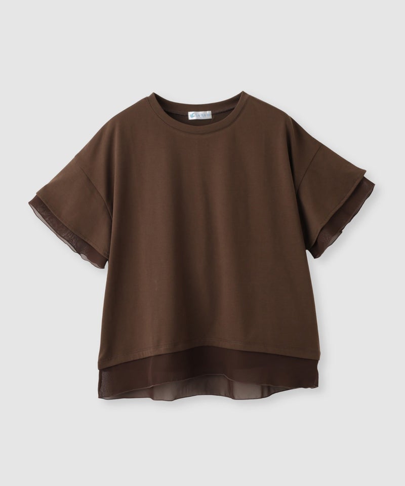 NAVY SARARI 冷感 UVカット シフォン使いTシャツ レディース メール便 対応商品商品画像-1