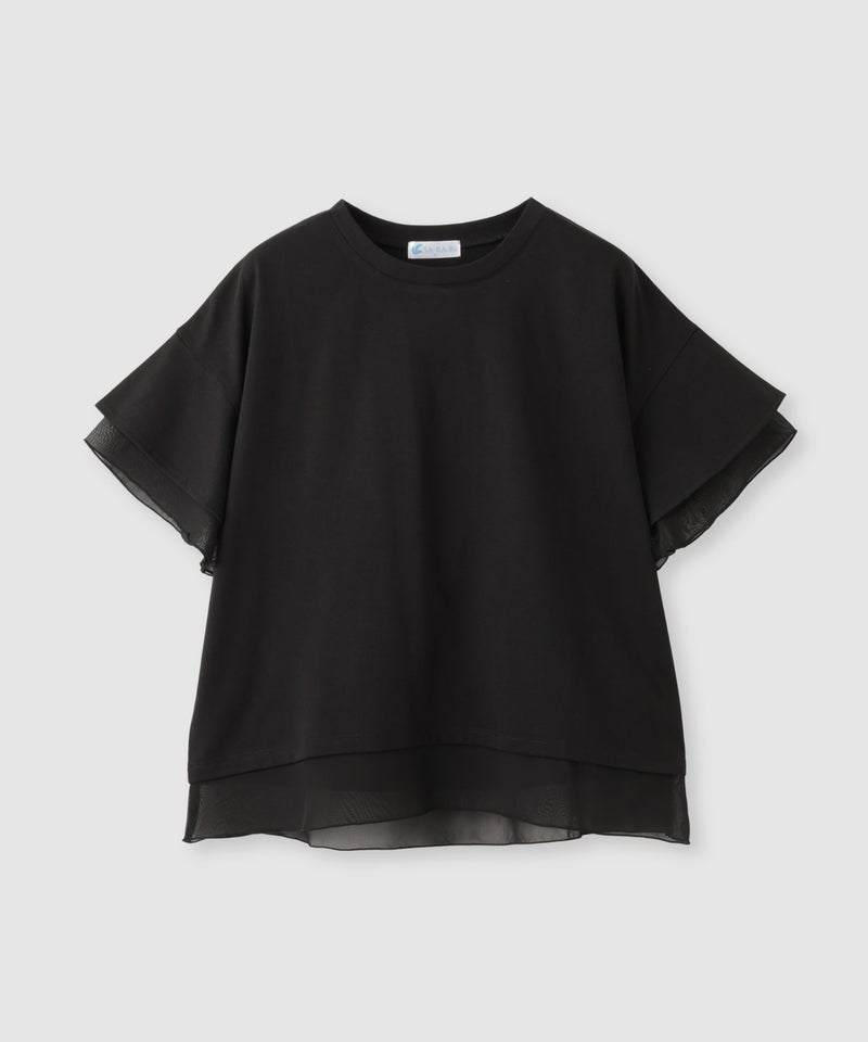 NAVY SARARI 冷感 UVカット シフォン使いTシャツ レディース メール便 対応商品商品画像-3