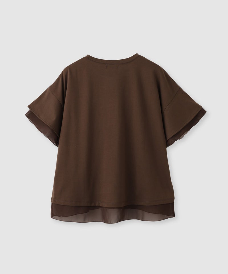 NAVY  SARARI 冷感 UVカット シフォン使いTシャツ レディース メール便 対応商品商品画像-4