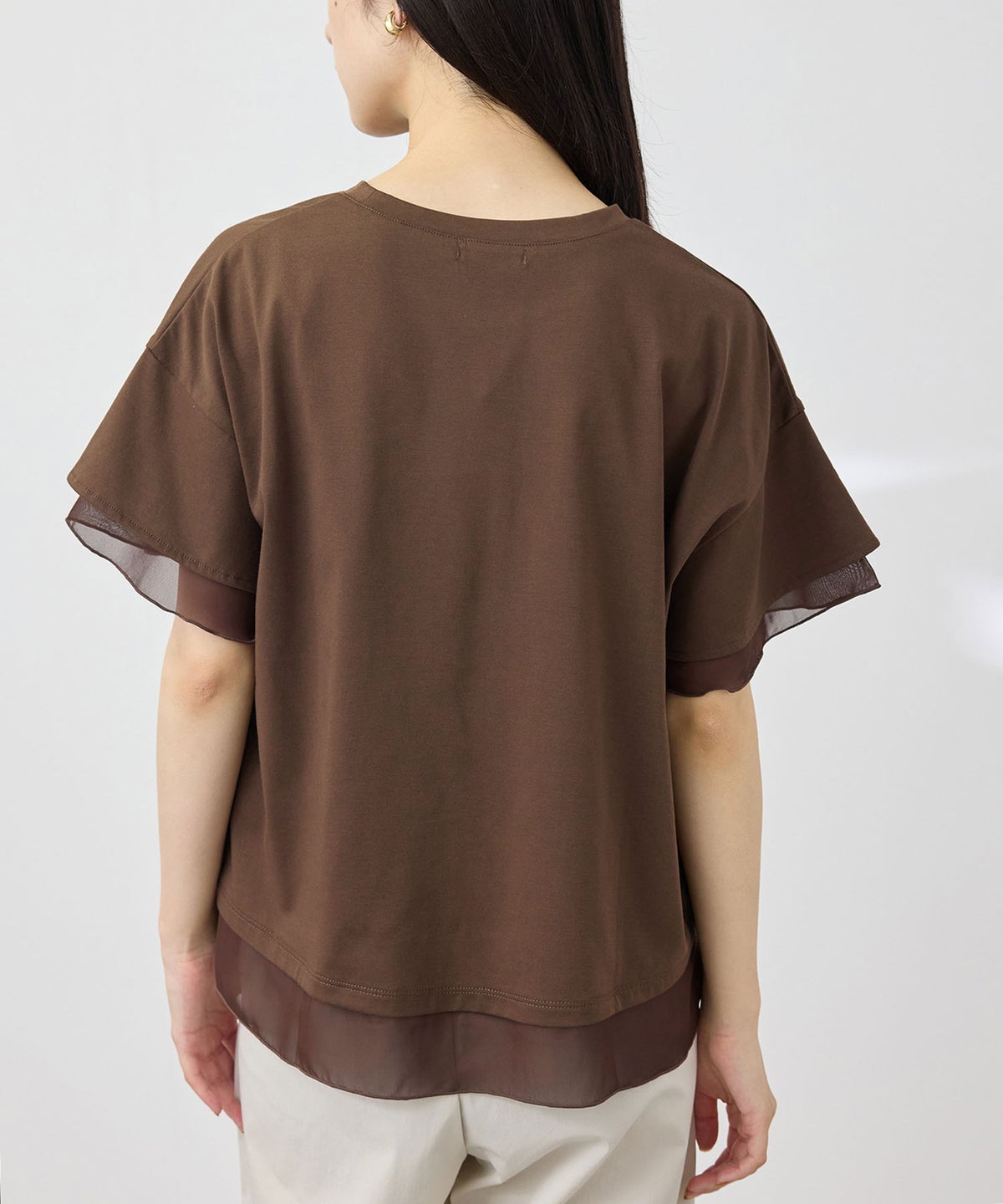 NAVY SARARI 冷感 UVカット シフォン使いTシャツ レディース メール便 対応商品