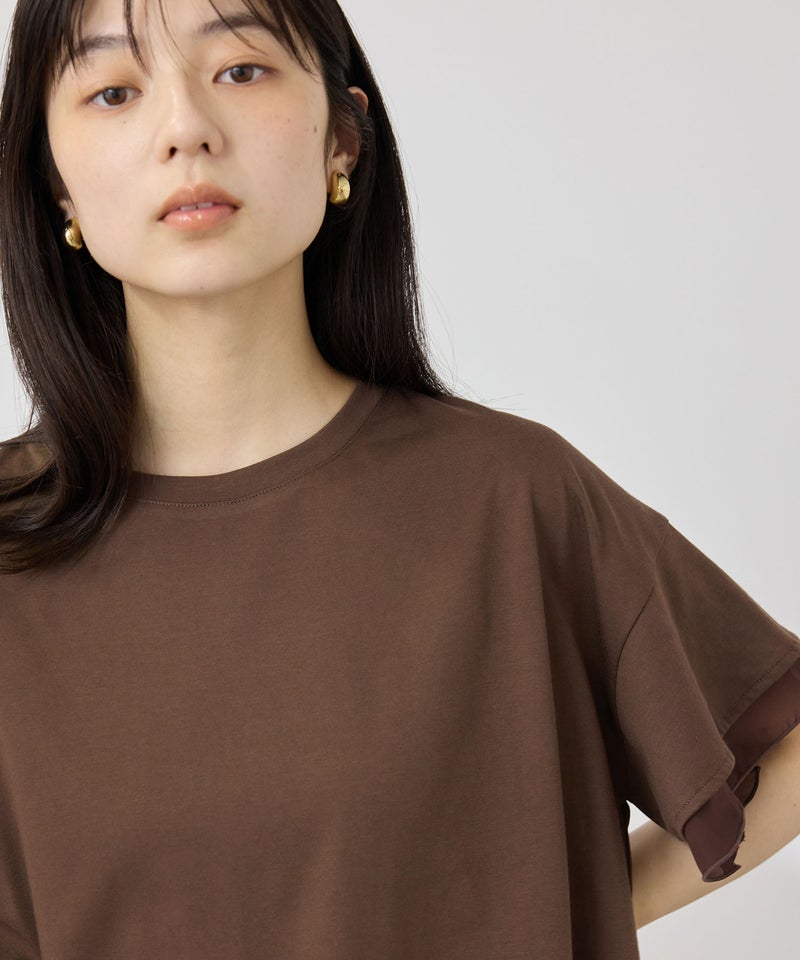 NAVY  SARARI 冷感 UVカット シフォン使いTシャツ レディース メール便 対応商品商品画像-7