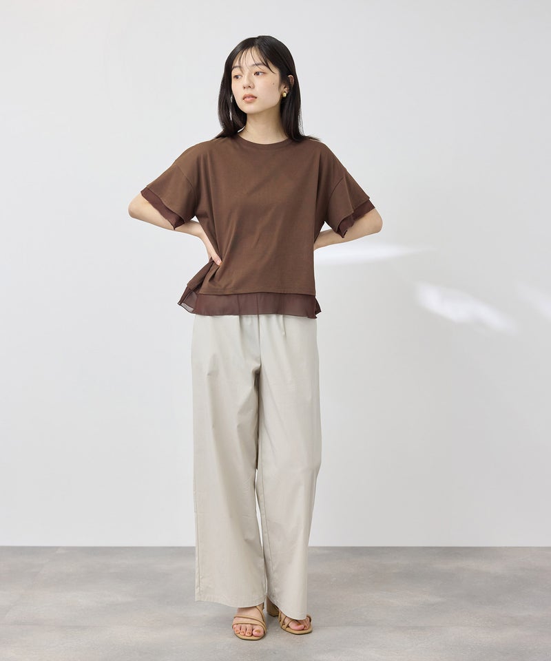 NAVY SARARI 冷感 UVカット シフォン使いTシャツ レディース メール便 対応商品商品画像-9
