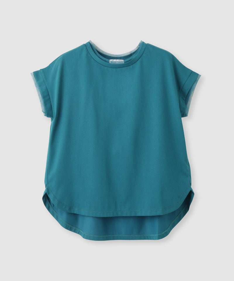 NAVY  SARARI 冷感 UVカット チュールレース使いTシャツ レディース メール便 対応商品商品画像-1