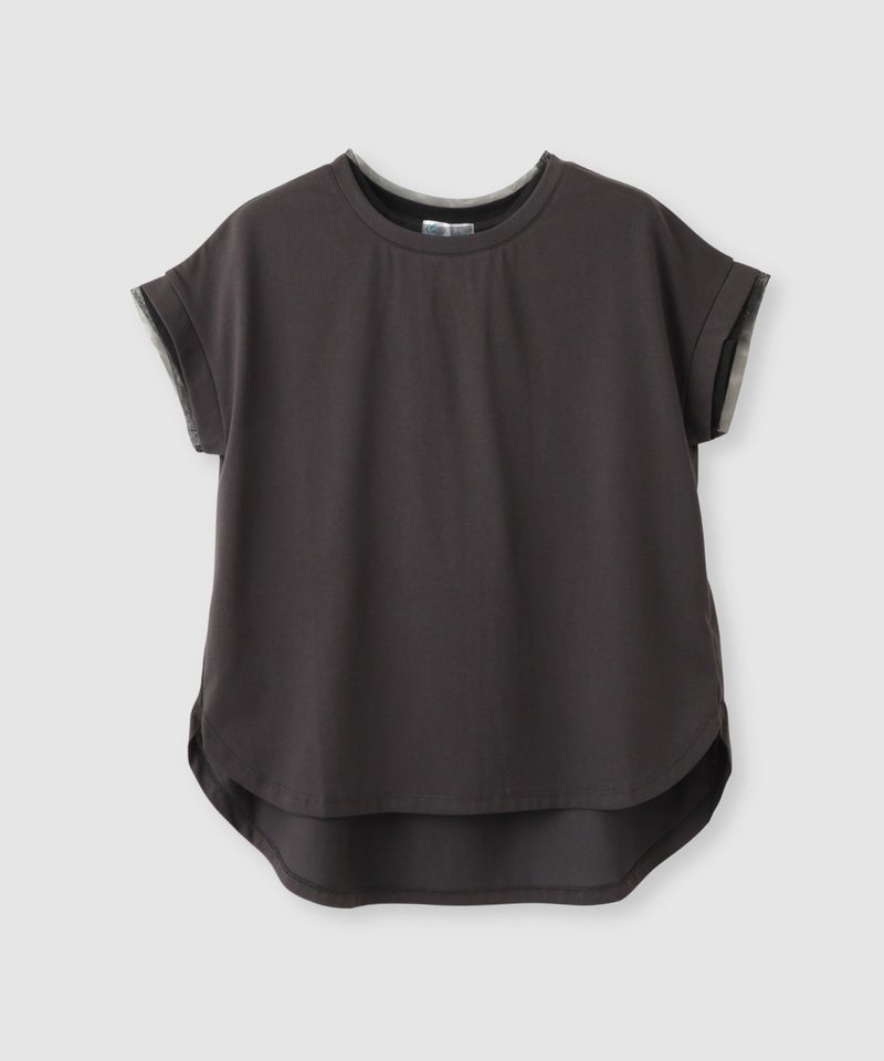 NAVY SARARI 冷感 UVカット チュールレース使いTシャツ レディース メール便 対応商品商品画像-3