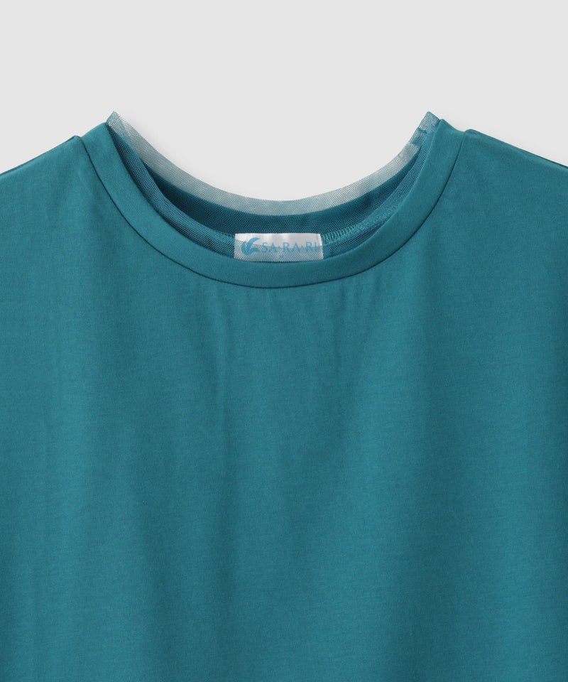 NAVY SARARI 冷感 UVカット チュールレース使いTシャツ レディース メール便 対応商品商品画像-5