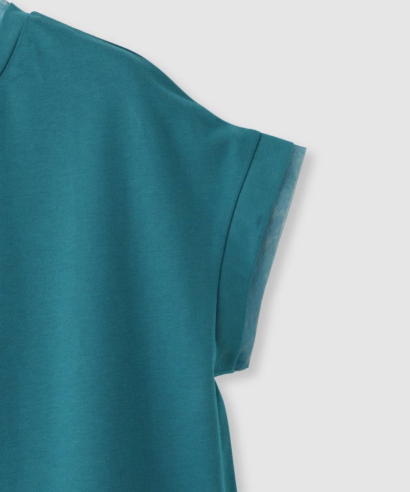 NAVY  SARARI 冷感 UVカット チュールレース使いTシャツ レディース メール便 対応商品商品画像-6