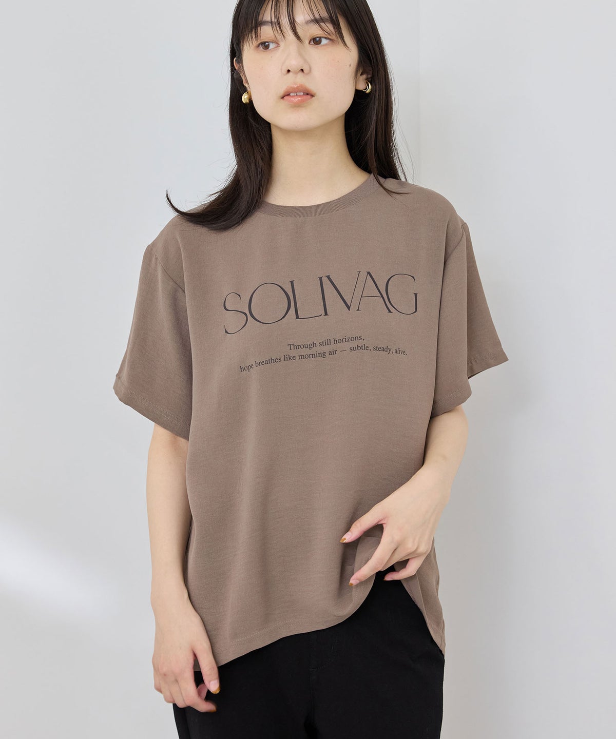 NAVY SARARI 冷感 UVカット シボ生地フロントプリントプルオーバー レディース メール便 対応商品