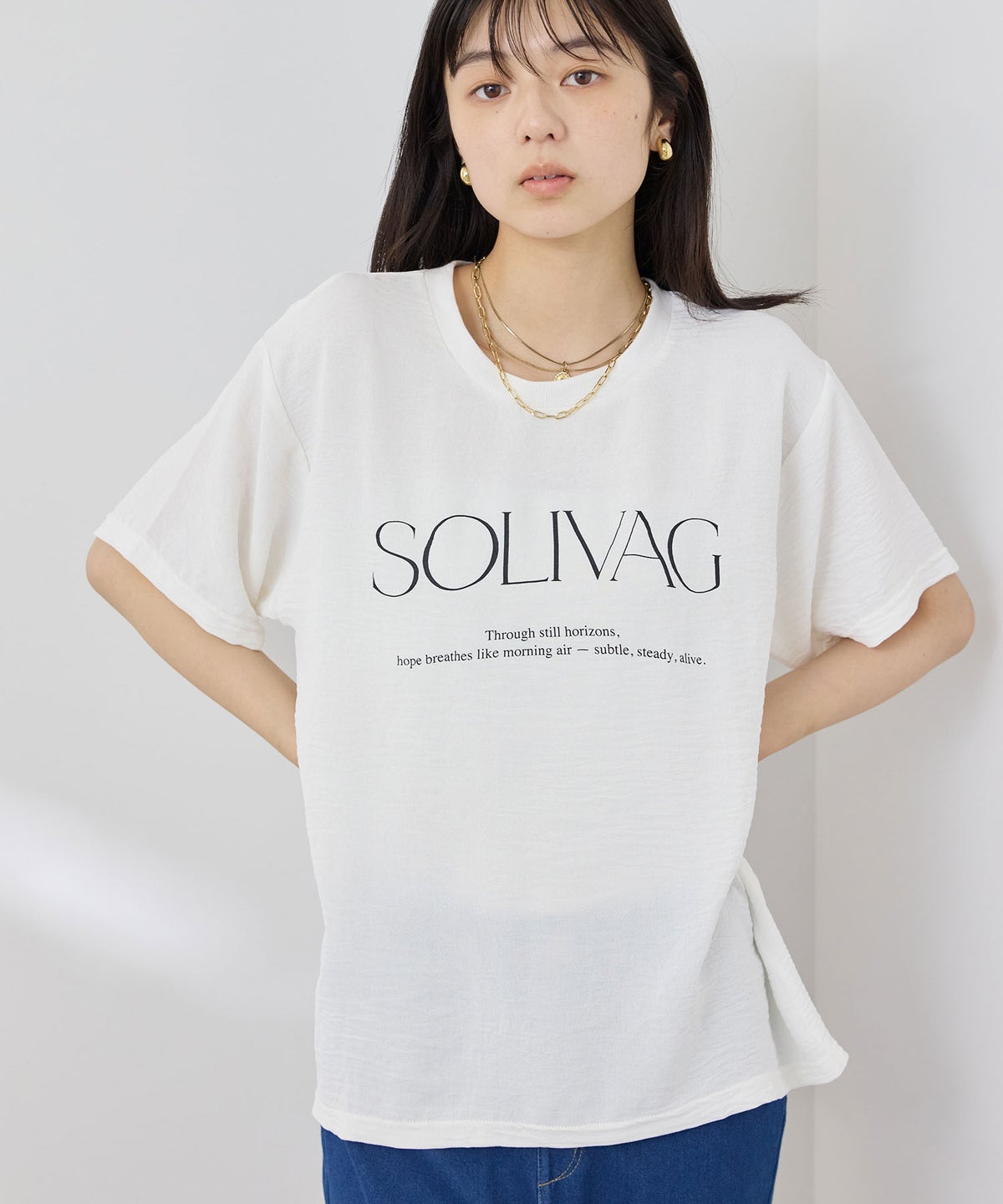 NAVY SARARI 冷感 UVカット シボ生地フロントプリントプルオーバー レディース メール便 対応商品