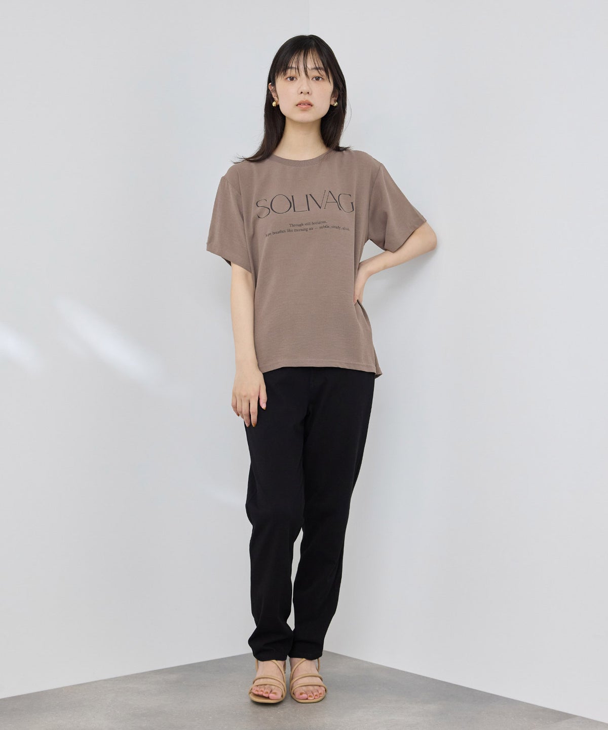 NAVY SARARI 冷感 UVカット シボ生地フロントプリントプルオーバー レディース メール便 対応商品
