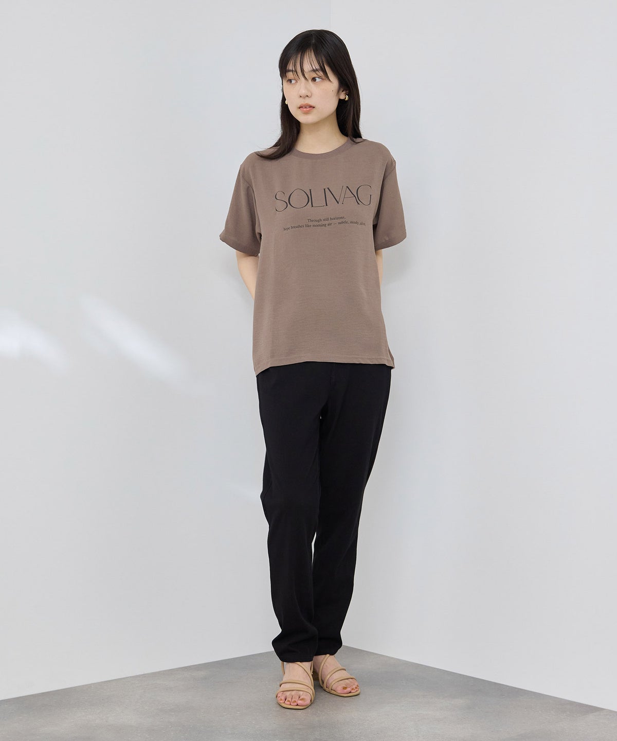 NAVY SARARI 冷感 UVカット シボ生地フロントプリントプルオーバー レディース メール便 対応商品