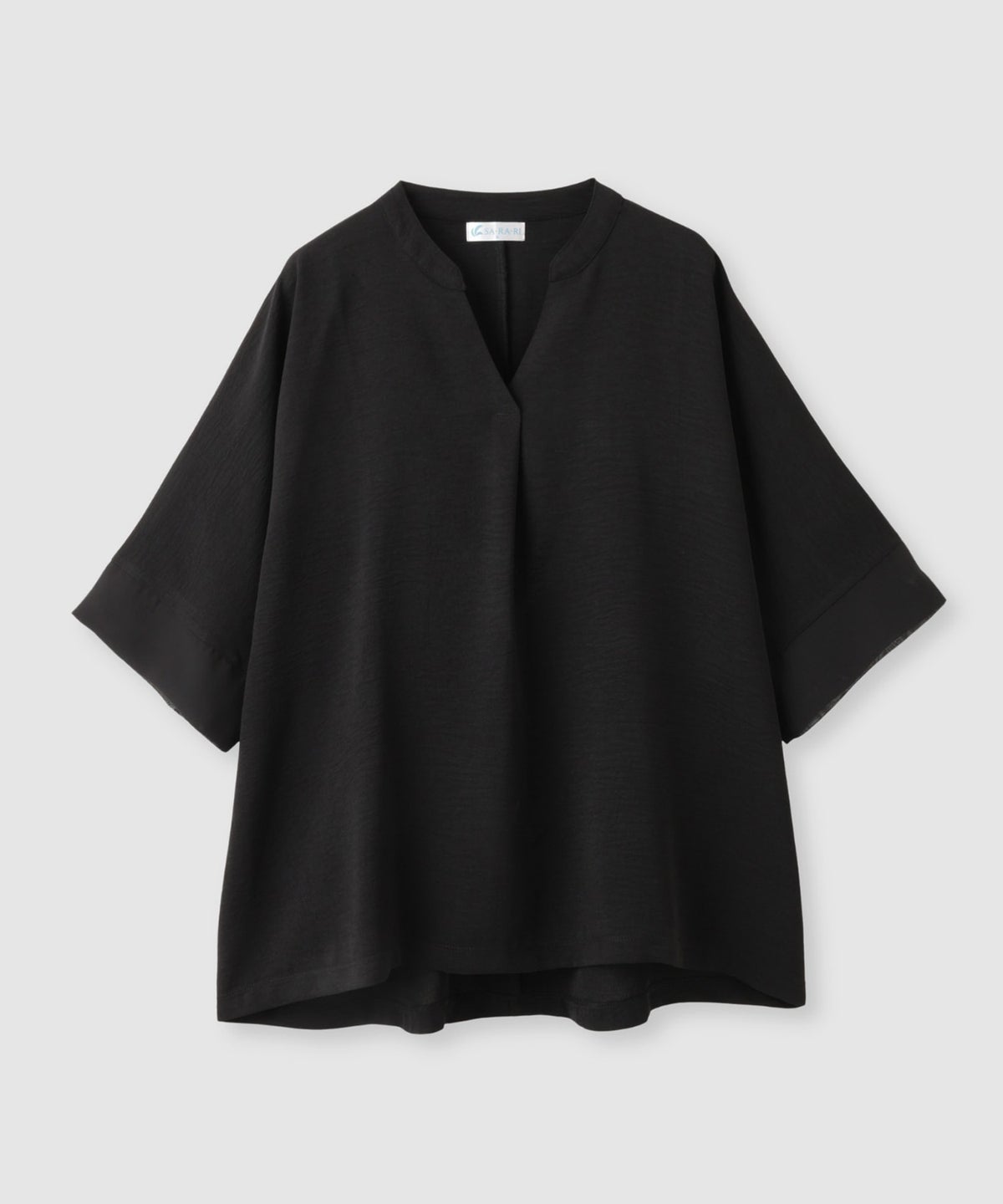 NAVY SARARI 冷感 UVカット シボ生地スキッパーネックプルオーバー レディース メール便 対応商品