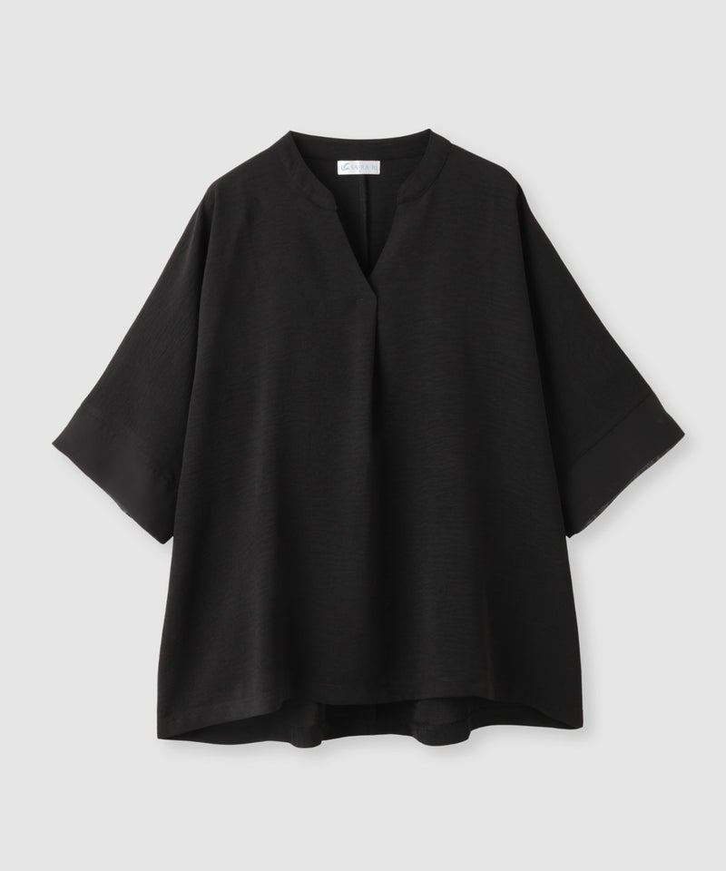 NAVY SARARI 冷感 UVカット シボ生地スキッパーネックプルオーバー レディース メール便 対応商品商品画像-1