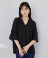 NAVY  SARARI 冷感 UVカット シボ生地スキッパーネックプルオーバー レディース メール便 対応商品商品サムネイル-1