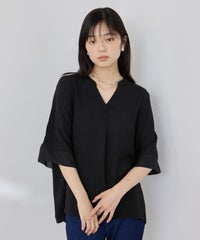 NAVY SARARI 冷感 UVカット シボ生地スキッパーネックプルオーバー レディース メール便 対応商品