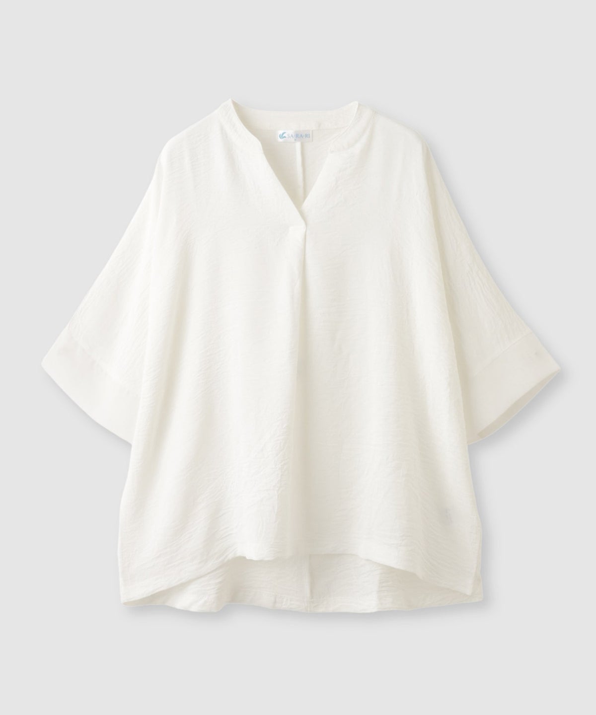 NAVY SARARI 冷感 UVカット シボ生地スキッパーネックプルオーバー レディース メール便 対応商品