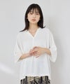 NAVY  SARARI 冷感 UVカット シボ生地スキッパーネックプルオーバー レディース メール便 対応商品商品サムネイル-2