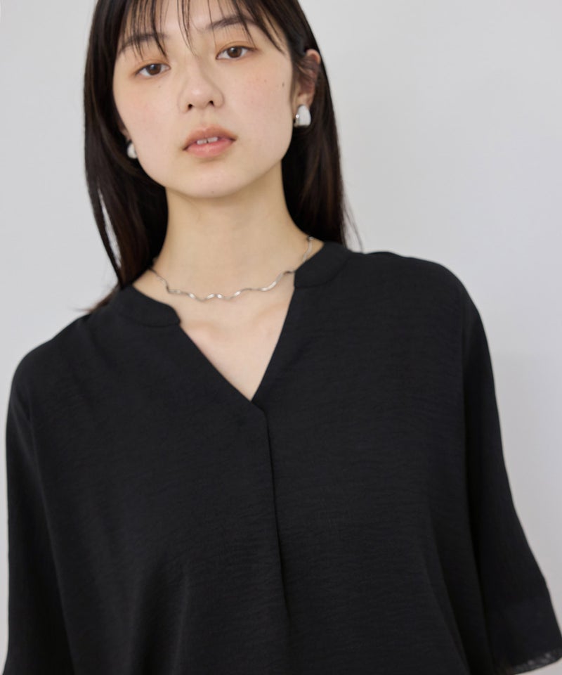 NAVY SARARI 冷感 UVカット シボ生地スキッパーネックプルオーバー レディース メール便 対応商品商品画像-8