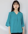 NAVY  SARARI 冷感 UVカット シボ生地スキッパーネックプルオーバー レディース メール便 対応商品商品サムネイル-16