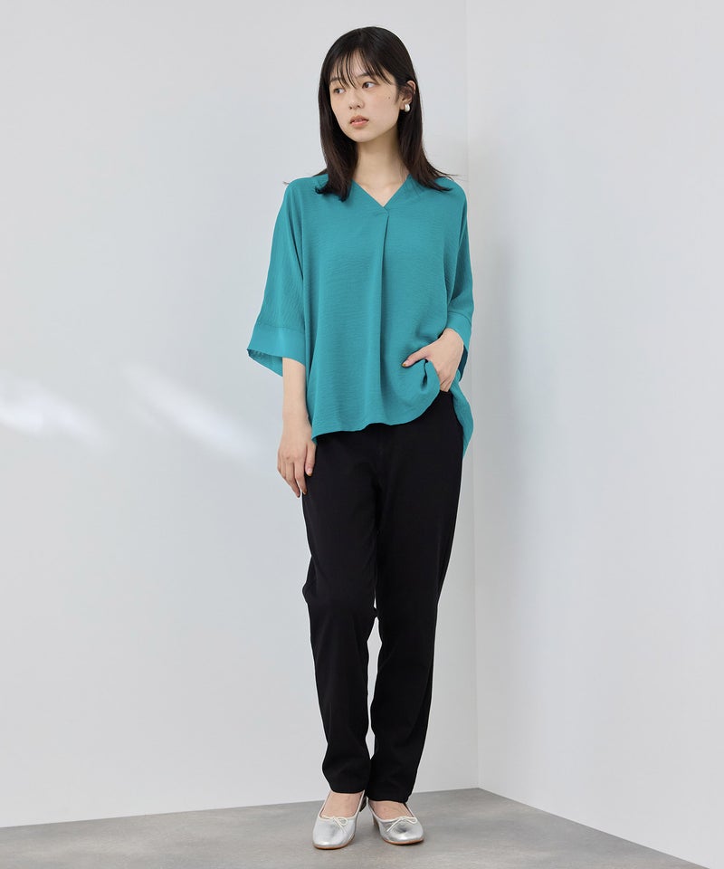 NAVY SARARI 冷感 UVカット シボ生地スキッパーネックプルオーバー レディース メール便 対応商品商品画像-18