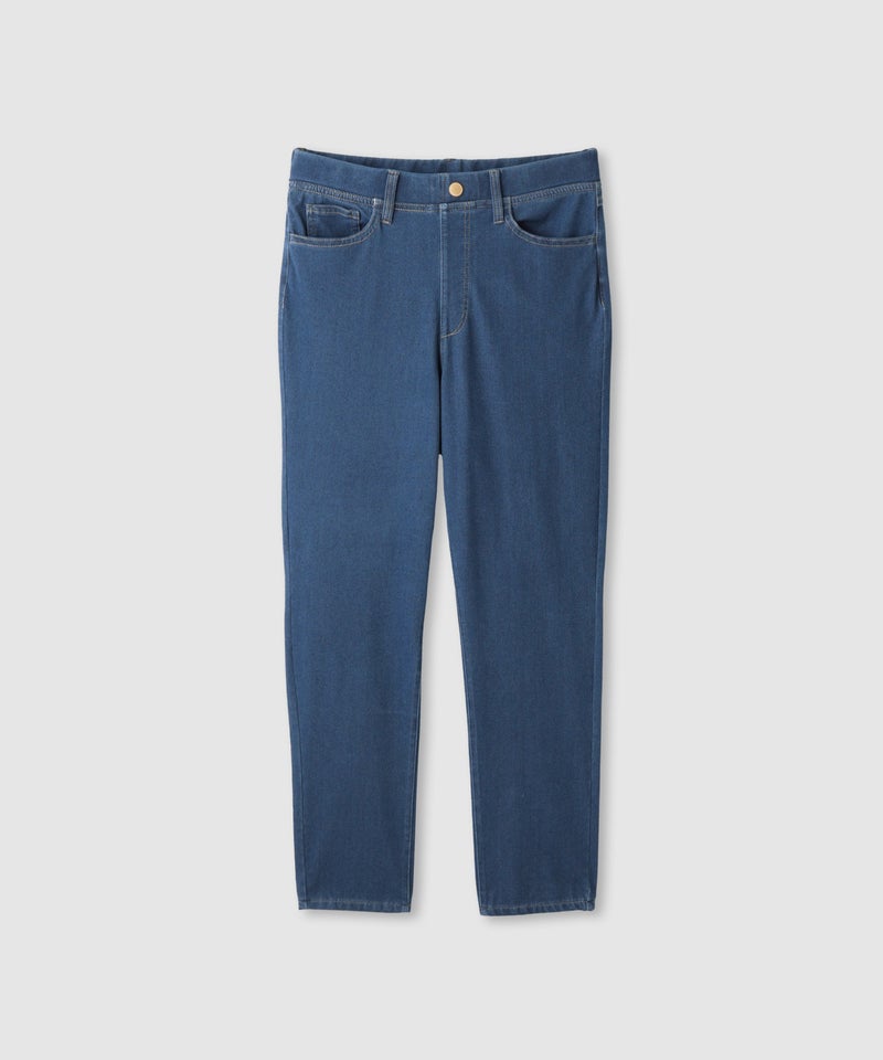 NAVY SARARI 冷感 デニムライク ジャージースリムテーパード パンツ レディース商品画像-1