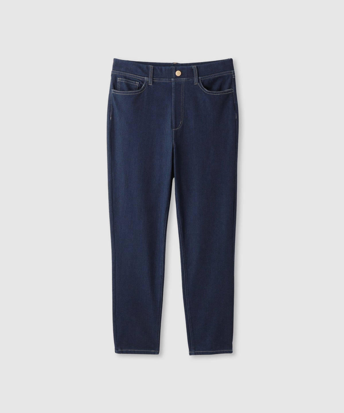 NAVY SARARI 冷感 デニムライク ジャージースリムテーパード パンツ レディース