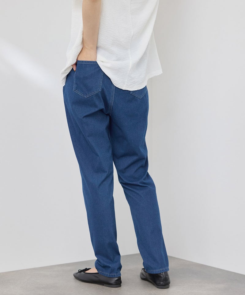 [値下げ]NAVY  SARARI 冷感 デニムライク ジャージースリムテーパード パンツ レディース商品画像-5