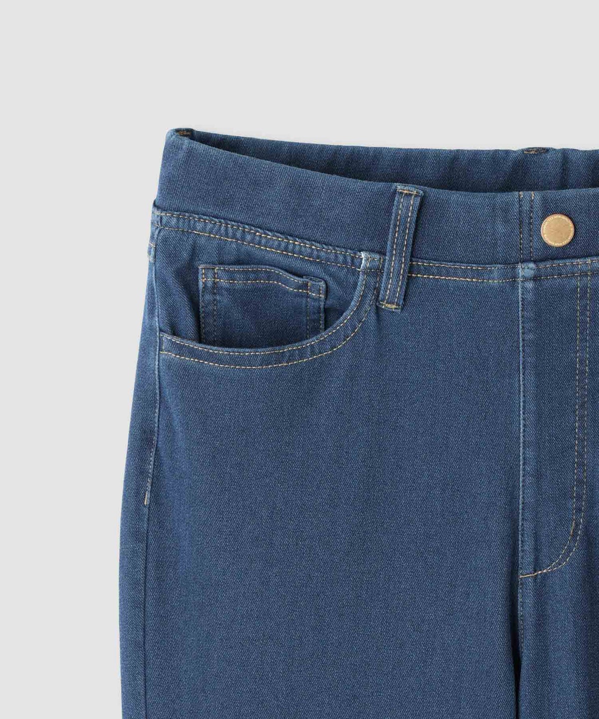 NAVY SARARI 冷感 デニムライク ジャージースリムテーパード パンツ レディース