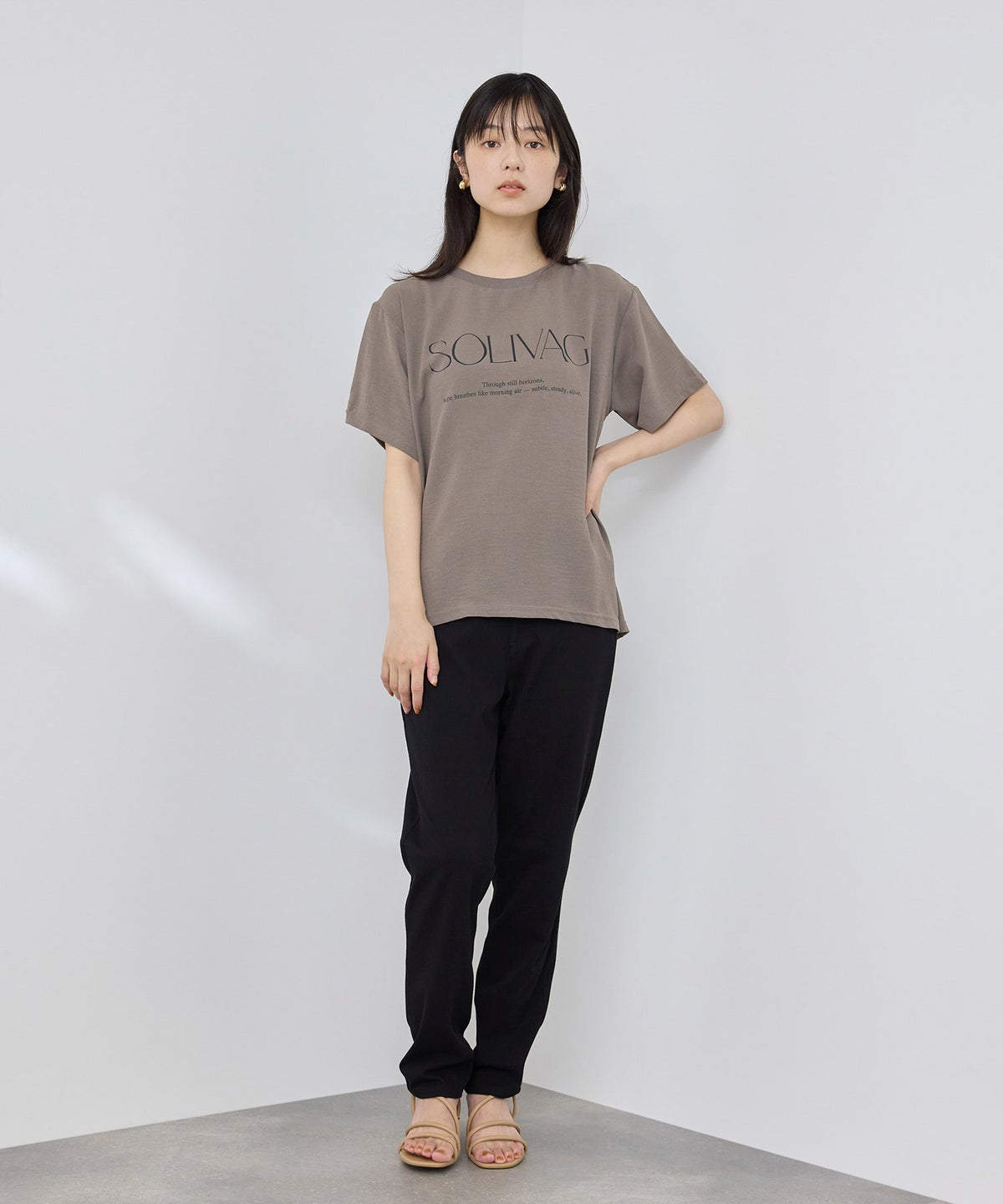 NAVY SARARI 冷感 デニムライク ジャージースリムテーパード パンツ レディース