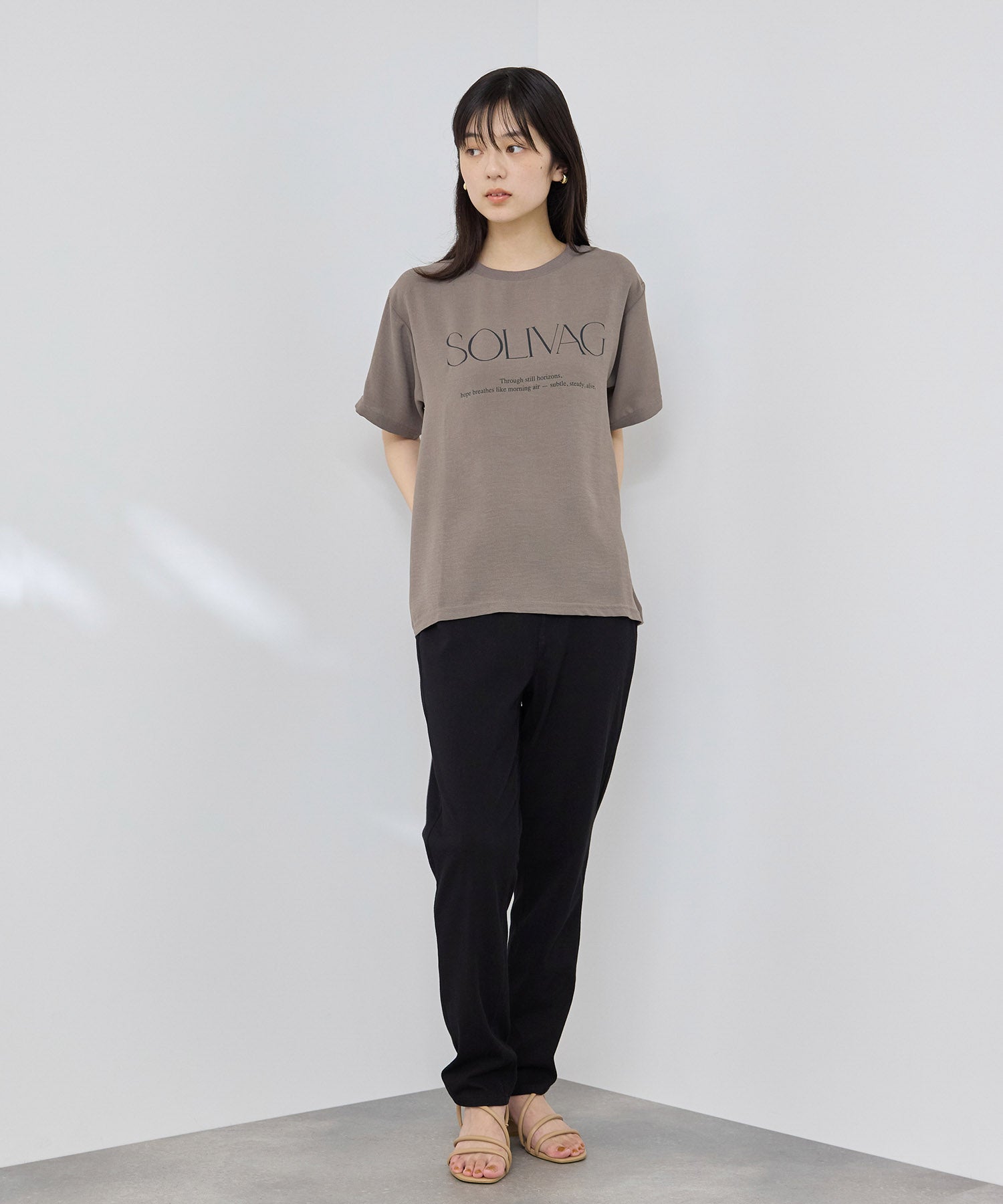 NAVY SARARI 冷感 デニムライク ジャージースリムテーパード パンツ
