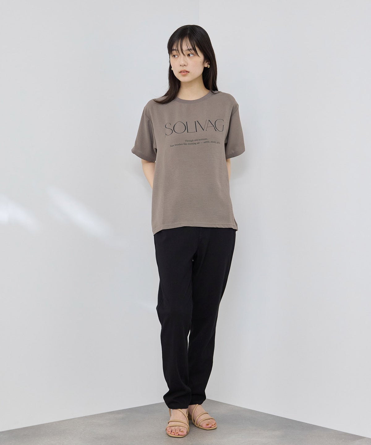 NAVY SARARI 冷感 デニムライク ジャージースリムテーパード パンツ レディース