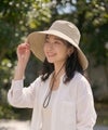 UVカット加工 抗菌防臭加工 ベーシックつば広ハット レディース商品サムネイル-3