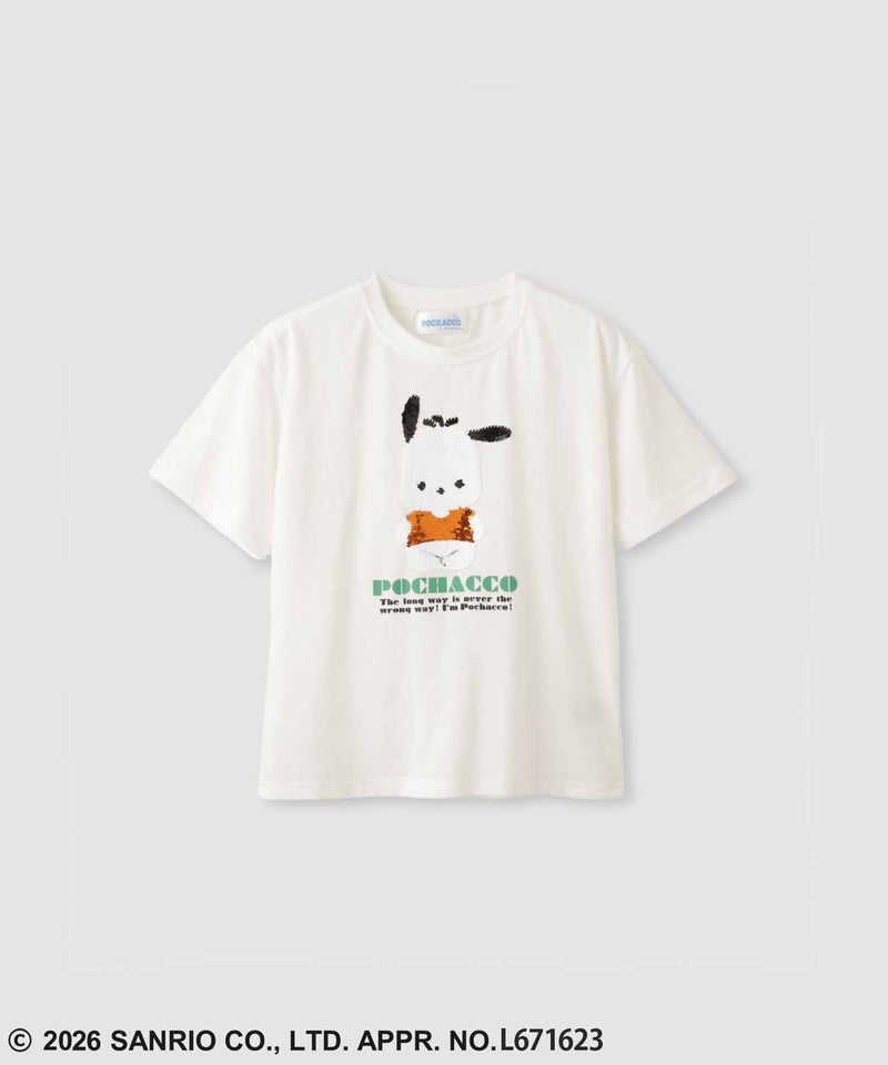 サンリオキャラクターズ ポチャッコ スパンコール サガラ刺繍 半袖Tシャツ キッズ メール便 対応商品商品画像-2