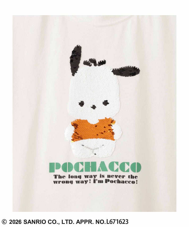 サンリオキャラクターズ ポチャッコ スパンコール サガラ刺繍 半袖Tシャツ キッズ メール便 対応商品商品画像-6