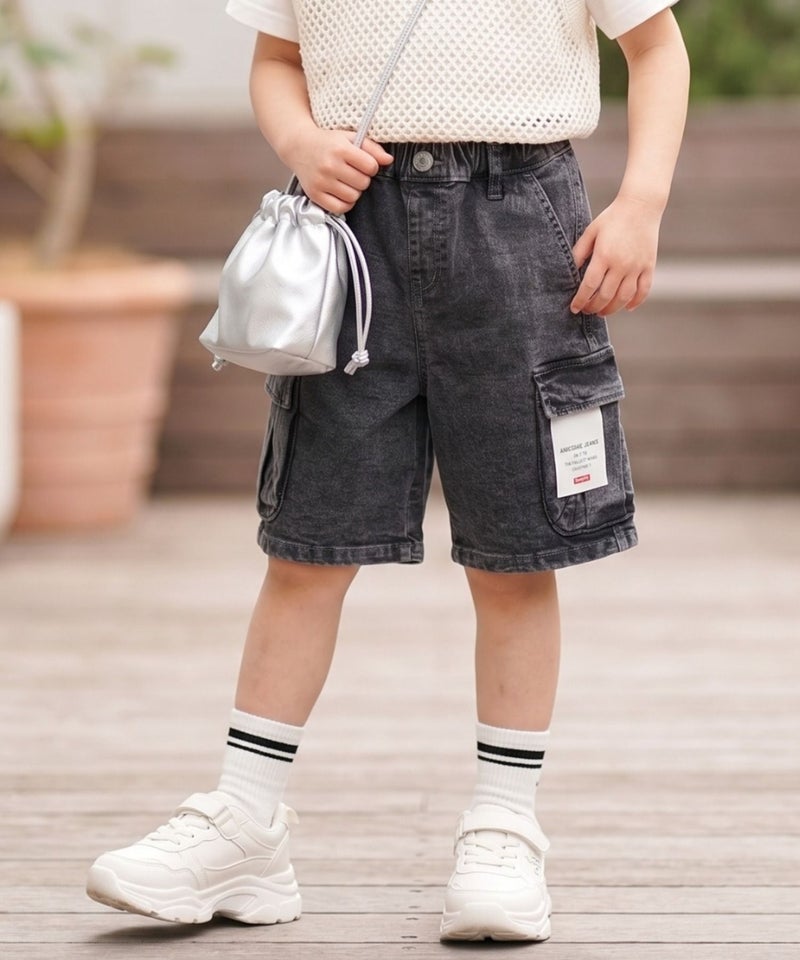 Simplify ケミカルウォッシュ カーゴハーフパンツ キッズ商品画像-1
