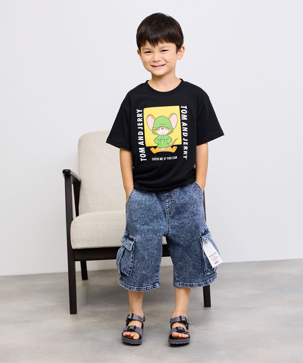 Simplify ケミカルウォッシュ カーゴハーフパンツ キッズ