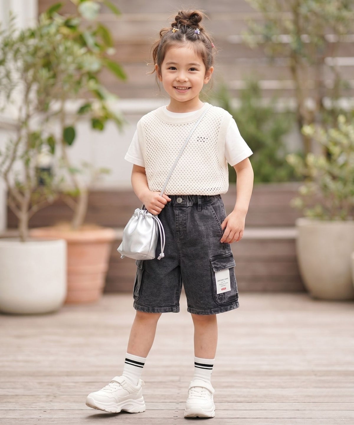 Simplify ケミカルウォッシュ カーゴハーフパンツ キッズ