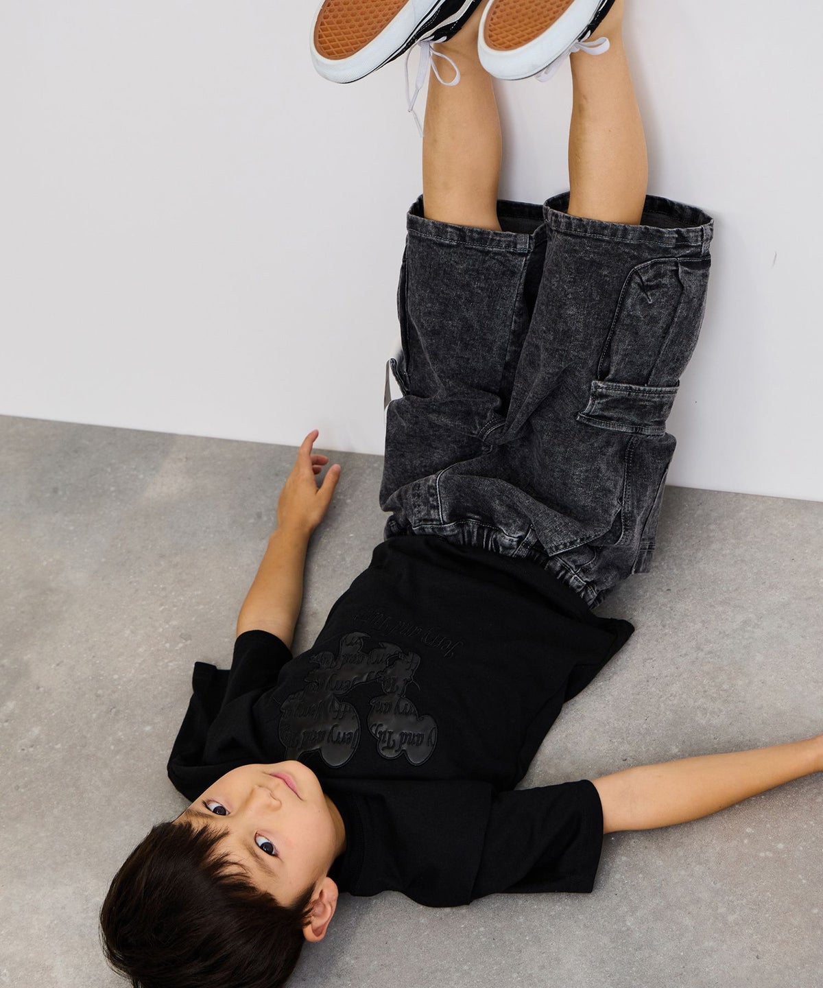 Simplify ケミカルウォッシュ カーゴハーフパンツ キッズ