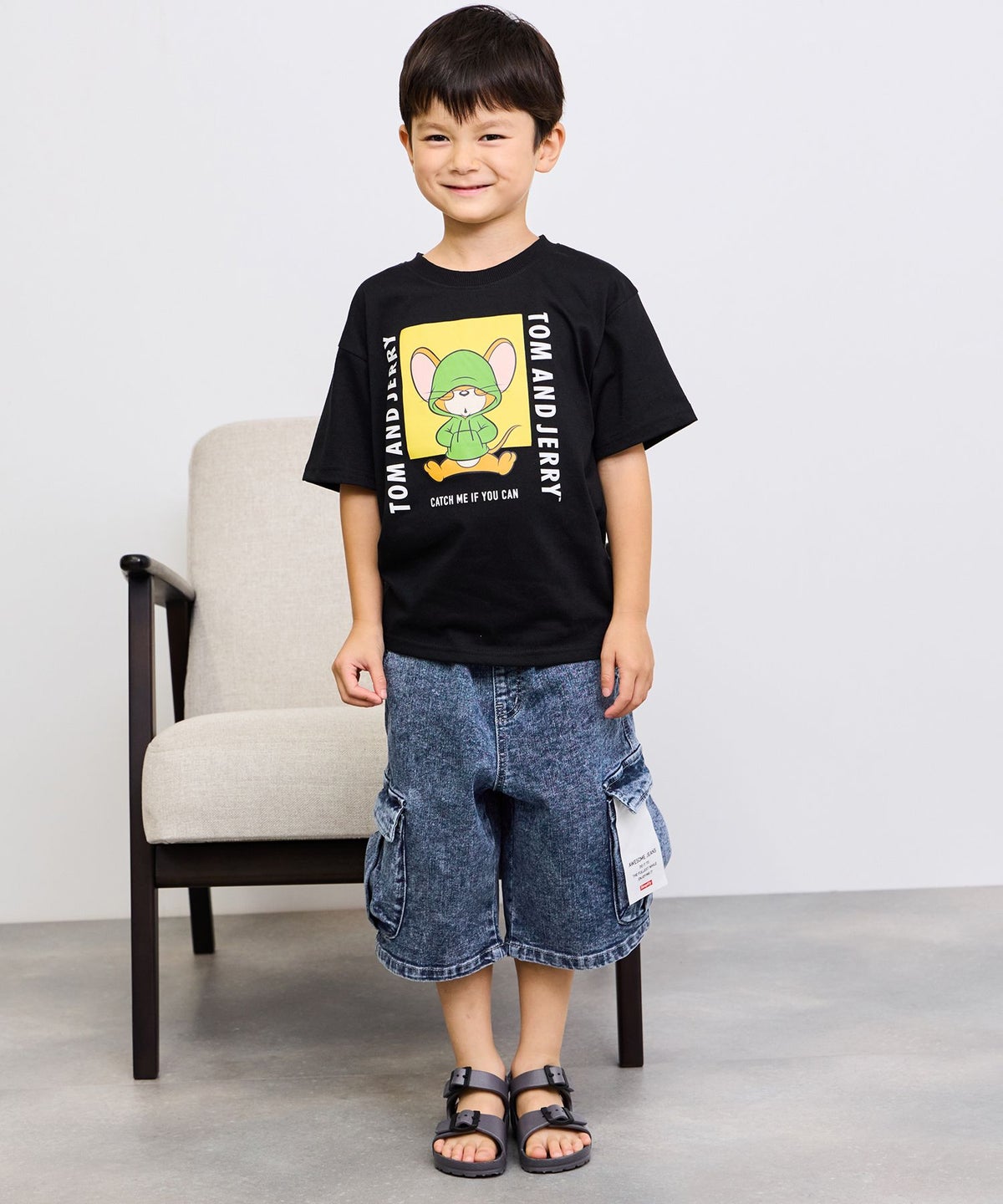 Simplify ケミカルウォッシュ カーゴハーフパンツ キッズ