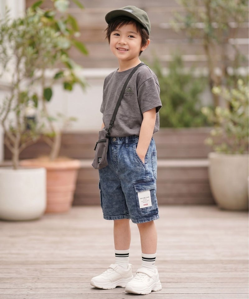 Simplify  ケミカルウォッシュ カーゴハーフパンツ キッズ商品画像-8