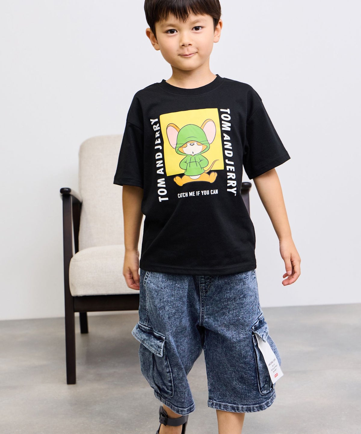 Simplify ケミカルウォッシュ カーゴハーフパンツ キッズ