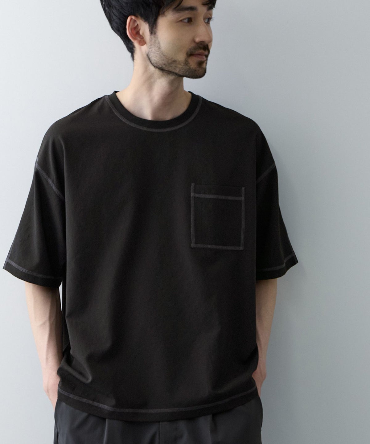 URBAN COLLECTION メッシュ配色オーバーサイズクルーネックTシャツ メンズ メール便 対応商品