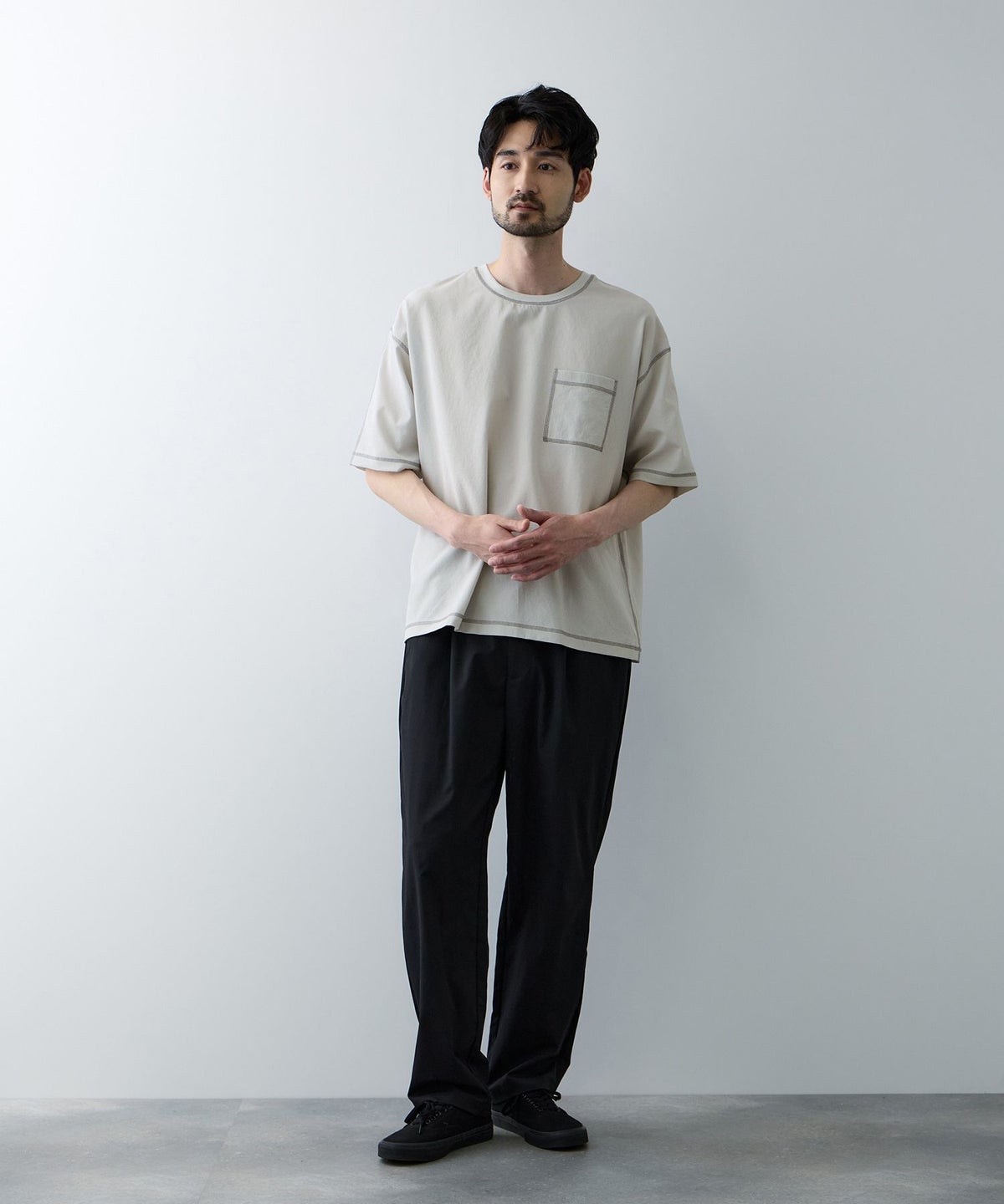 URBAN COLLECTION メッシュ配色オーバーサイズクルーネックTシャツ メンズ メール便 対応商品