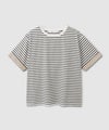 NAVY  SARARI 袖配色プレーティング クルーネック Tシャツ レディース メール便 対応商品商品サムネイル-1