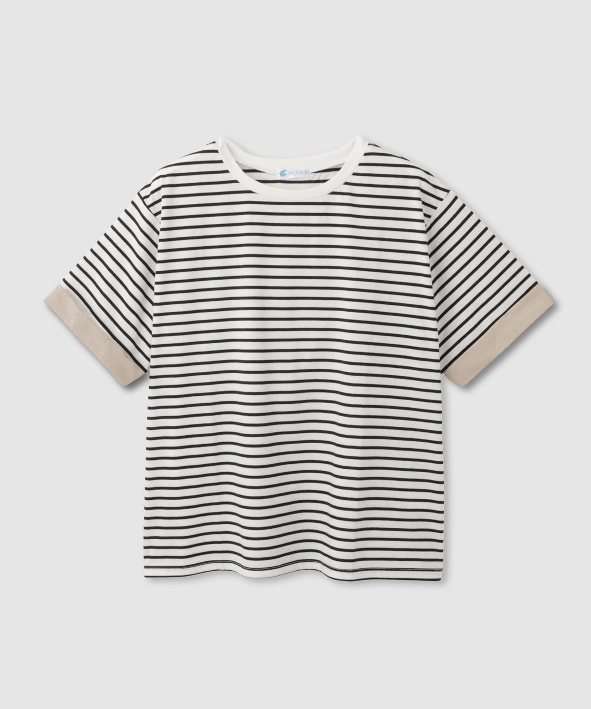 NAVY SARARI 袖配色プレーティング クルーネック Tシャツ レディース メール便 対応商品