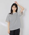NAVY  SARARI 袖配色プレーティング クルーネック Tシャツ レディース メール便 対応商品商品サムネイル-1
