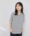 NAVY  SARARI 袖配色プレーティング クルーネック Tシャツ レディース メール便 対応商品商品サムネイル-4