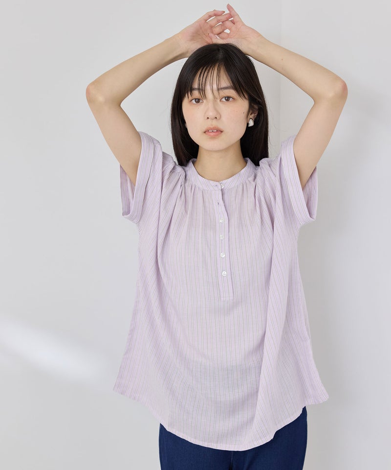 [期間限定価格]Idnes  リネンブレンド フレンチスリーブブラウス レディース商品画像-4