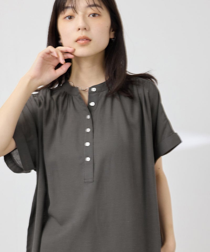 [期間限定価格]Idnes  リネンブレンド フレンチスリーブブラウス レディース商品画像-6